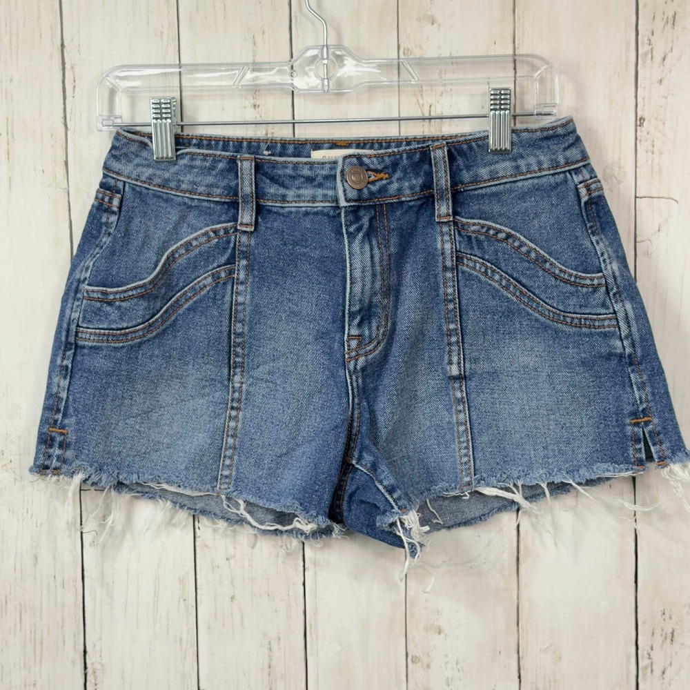 Shyanne Women's Blue Cut Off Raw Hem‎ Denim Jean Shorts 28" Waist